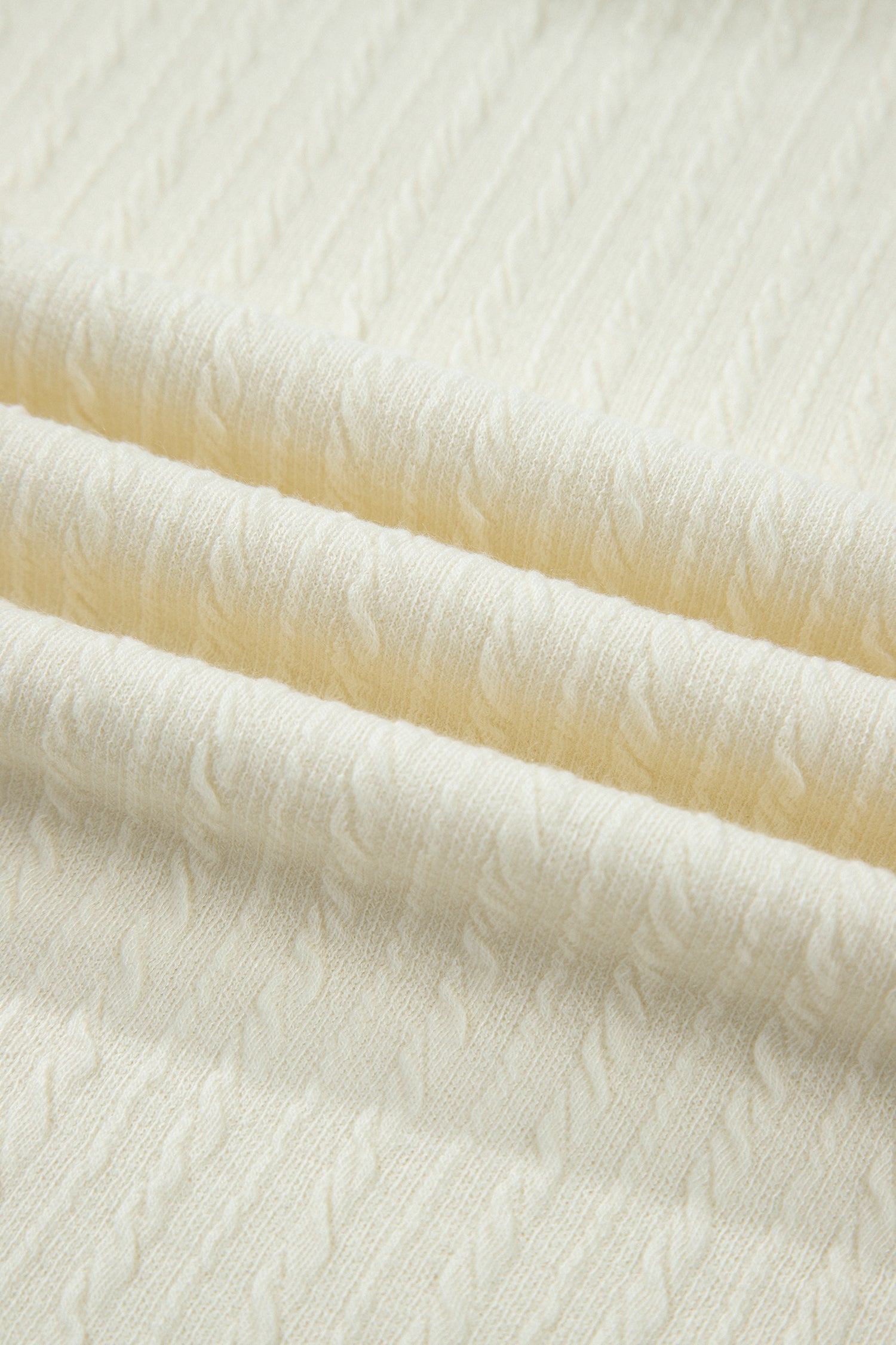 Cable Knit Textured V-Neck Short Sleeve T-Shirt