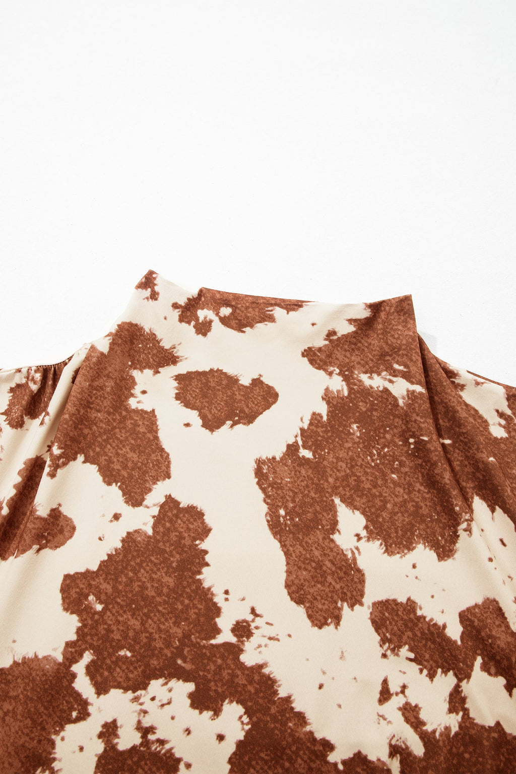 Western Cow Mock Neck Long Sleeve Top