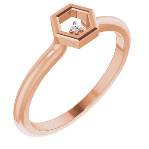 14K Rose Gold .0075 CT Natural Diamond Honeycomb Ring
