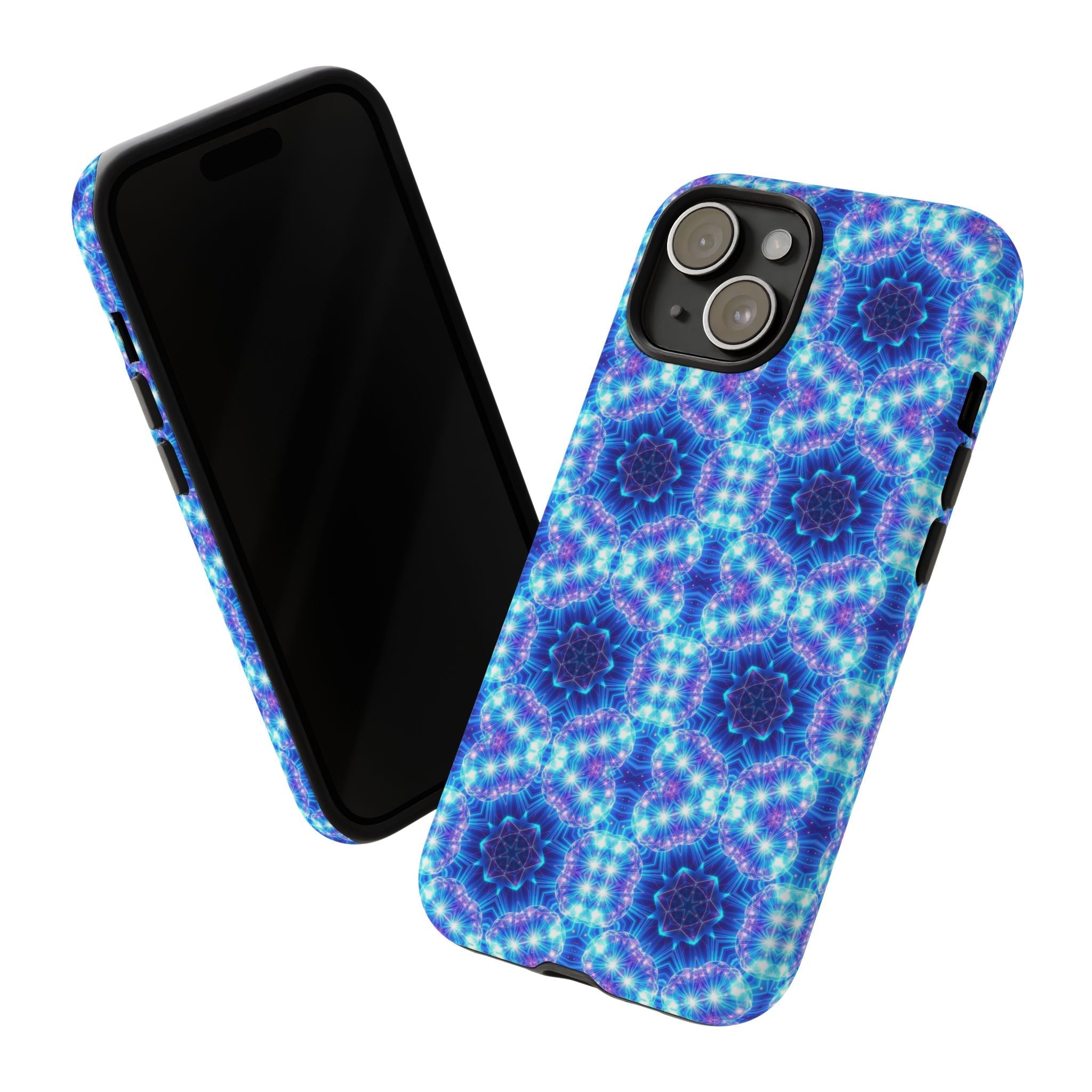 Blue Mandalas with Neon Lights Tough Phone Cases