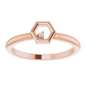 14K Rose Gold .0075 CT Natural Diamond Honeycomb Ring