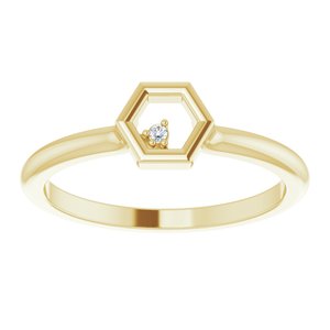 14K Yellow Gold .0075 CT Natural Diamond Honeycomb Ring