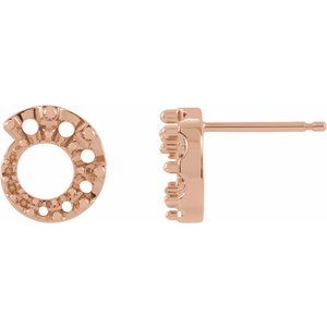 14K Rose Gold Graduated Circle Left Earring Mounting