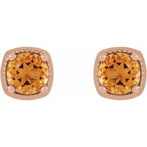 14K Rose Gold 4 mm Natural Citrine Earrings – image 2