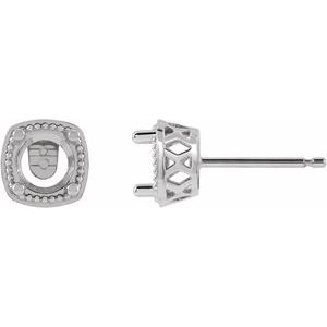 Sterling Silver 5 mm Round Solitaire Earring Mounting