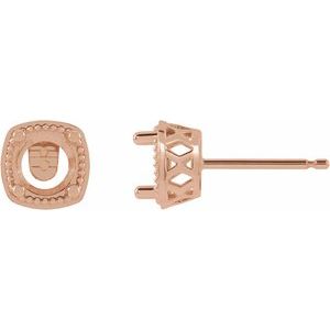 14K Rose Gold 5 mm Round Solitaire Earring Mounting