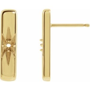 14K Yellow Gold 2 mm Round Accented Bar Earring Mounting