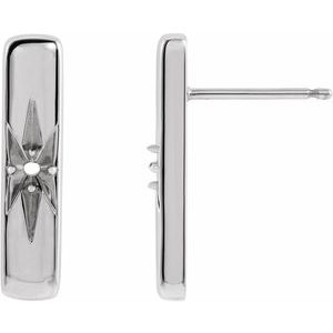 Platinum 2 mm Round Accented Bar Earring Mounting
