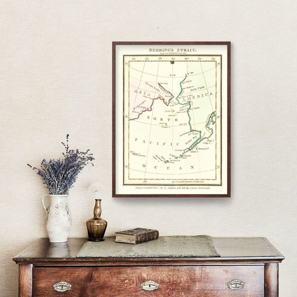 Vintage Map of Behring's Strait 1802