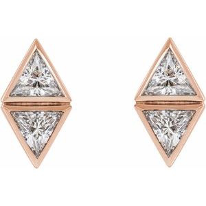 14K Rose Gold 1/6 CTW Natural Diamond Two-Stone Bezel-Set Earrings – image 2