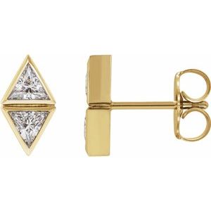 14K Yellow Gold 1/6 CTW Natural Diamond Two-Stone Bezel-Set Earrings