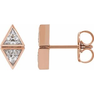 14K Rose Gold 1/6 CTW Natural Diamond Two-Stone Bezel-Set Earrings