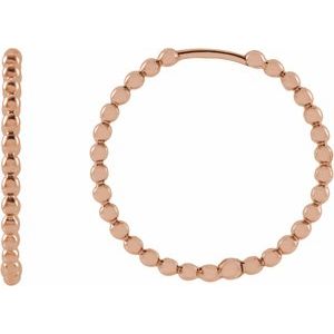14K Rose Gold Beaded 20 mm Hoop Earrings