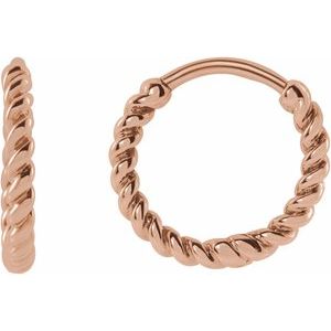 14K Rose Gold Rope 11 mm Hoop Earrings