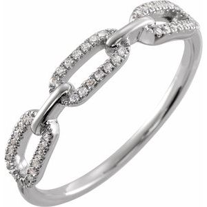 14K White Gold 1/6 CTW Natural Diamond Chain Link Ring