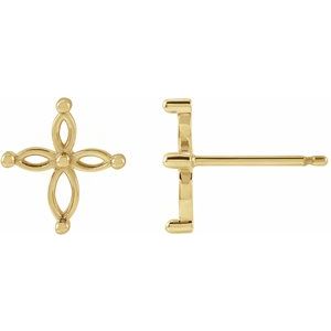 14K Yellow Gold Accented Cross Earring Mounting