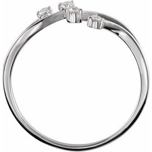 14K White Gold 1/10 CTW Natural Diamond Bypass Ring