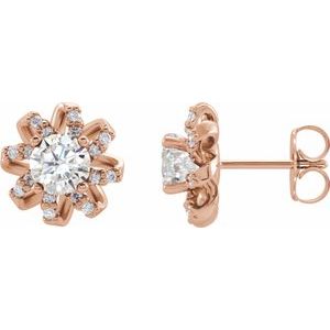 14K Rose Gold 1 CTW Natural Diamond Halo-Style Earrings