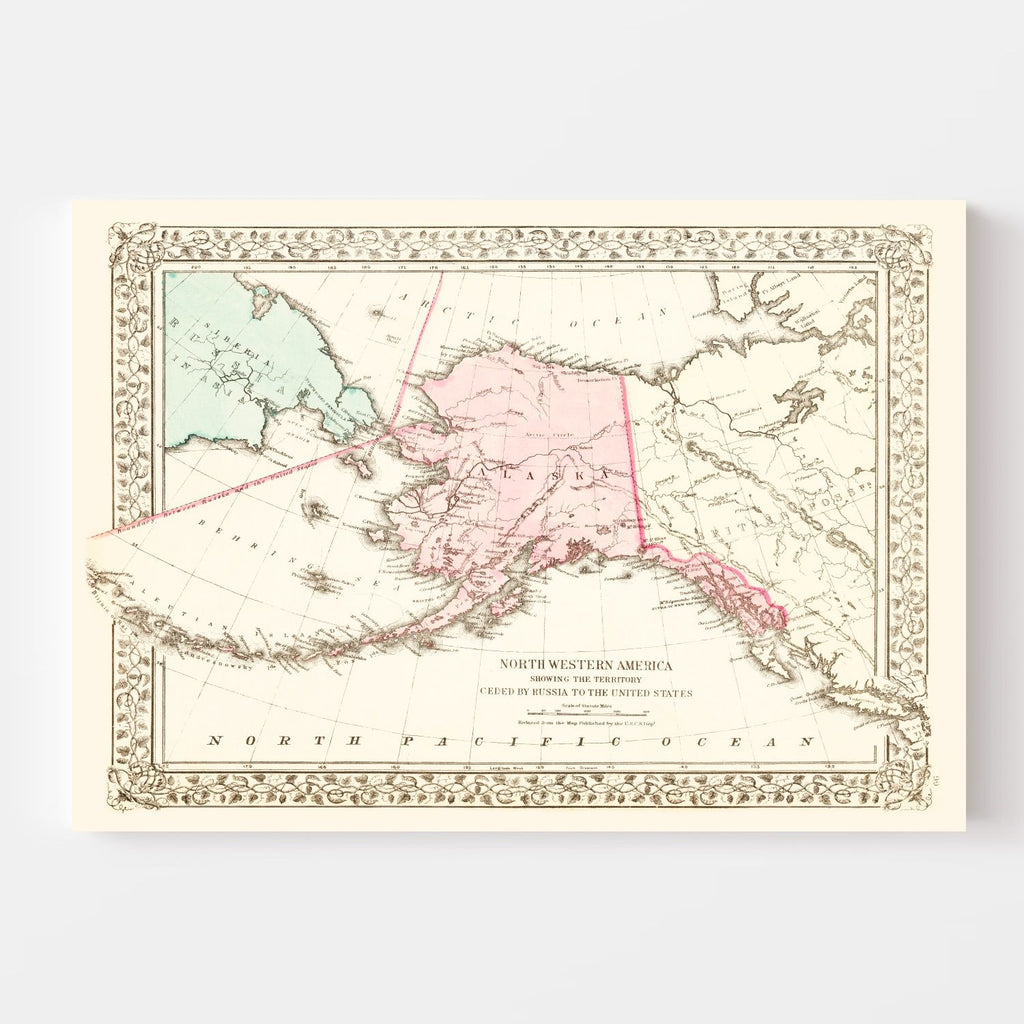 Vintage Map of Alaska 1886