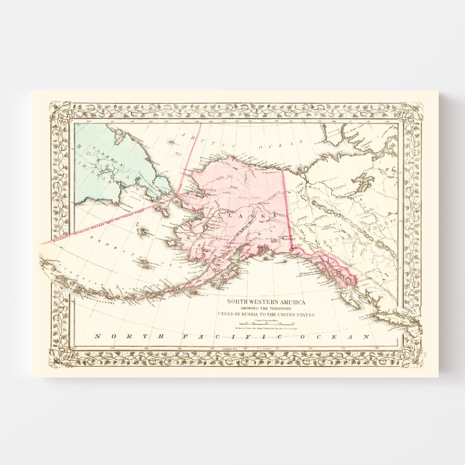 Vintage Map of Alaska 1886