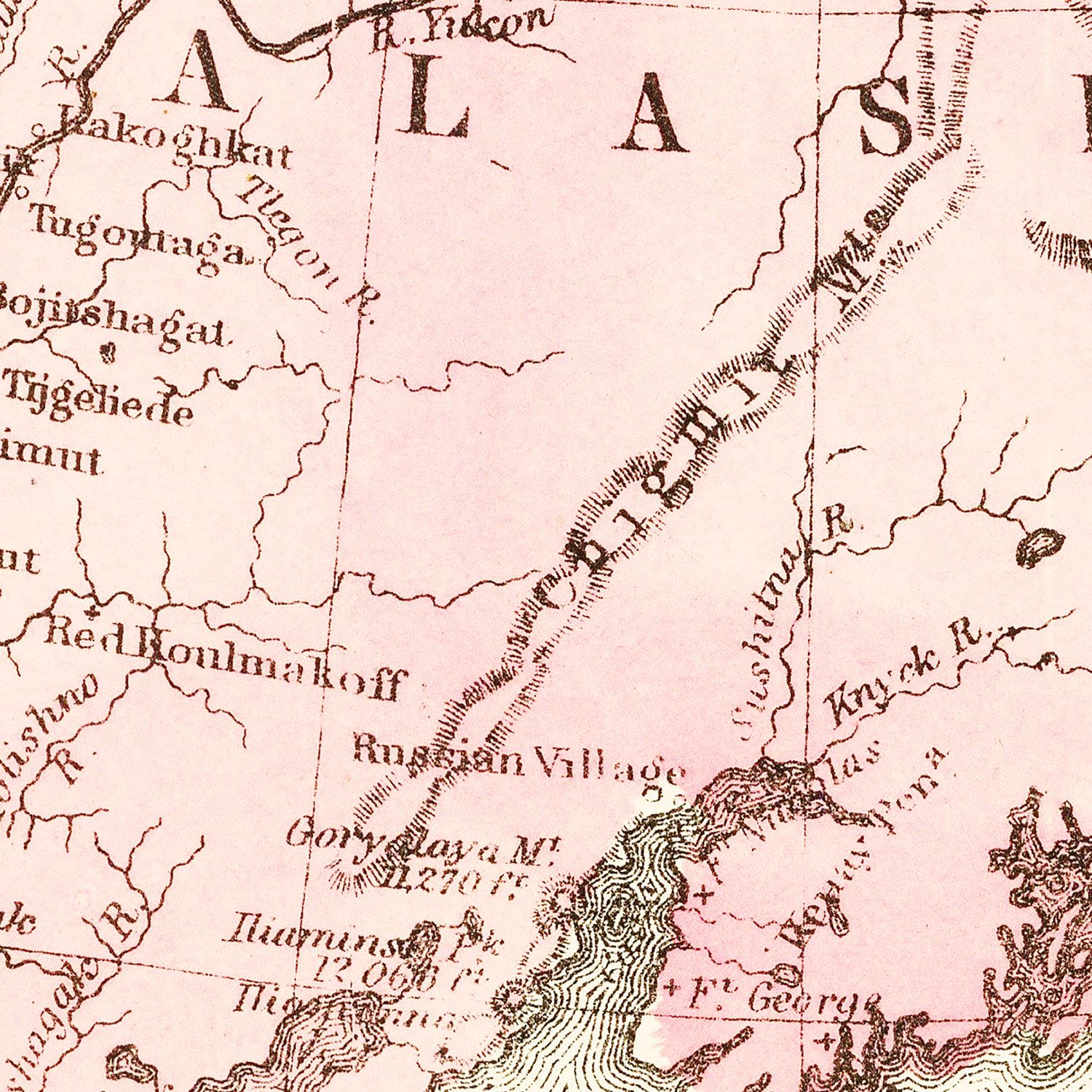 Vintage Map of Alaska 1886