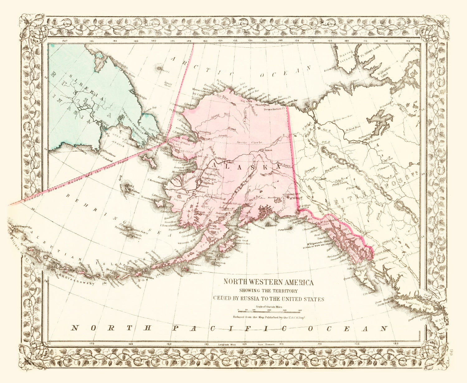 Vintage Map of Alaska 1886