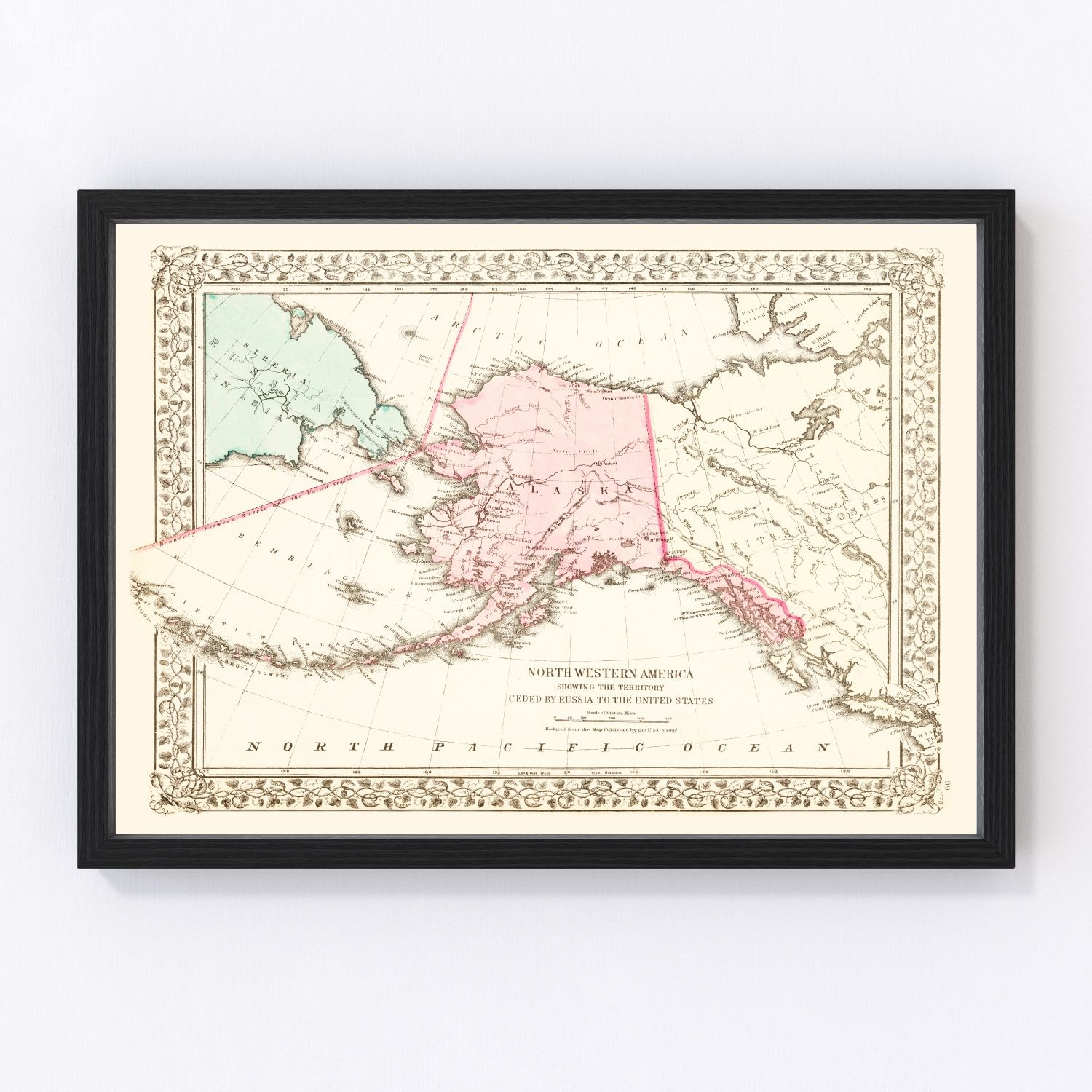 Vintage Map of Alaska 1886