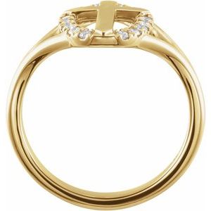 14K Yellow Gold 1/5 CTW Natural Diamond French-Set Halo-Style Cross Ring
