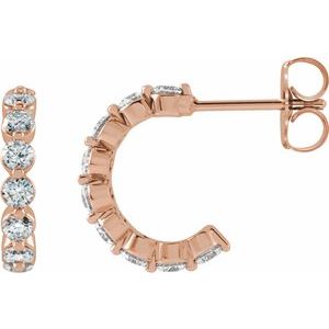 14K Rose Gold 3/4 CTW Lab Grown Diamond 12.7 mm Huggie Earrings