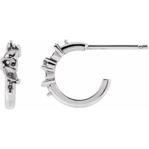14K White Gold Right Huggie Earring Mounting