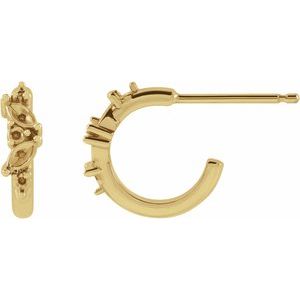 14K Yellow Gold Left Huggie Earring Mounting