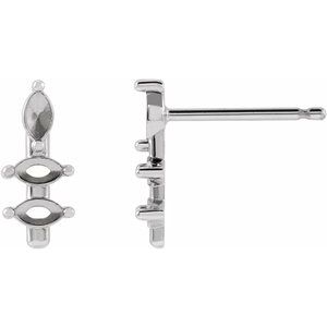 Platinum 3x1.5 mm Marquise Bar Earring Mounting