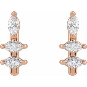 14K Rose Gold 1/5 CTW Natural Diamond Bar Earrings