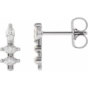 Sterling Silver 1/5 CTW Natural Diamond Bar Earrings