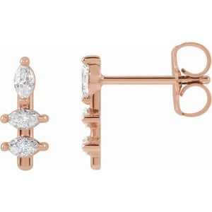 14K Rose Gold 1/5 CTW Natural Diamond Bar Earrings