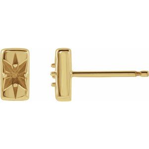 14K Yellow Gold 2 mm Round Accented Bar Earring Mounting