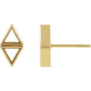 14K Yellow Gold Two-Stone Bezel-Set Earring Mounting