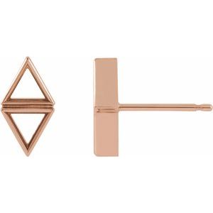 14K Rose Gold Two-Stone Bezel-Set Earring Mounting
