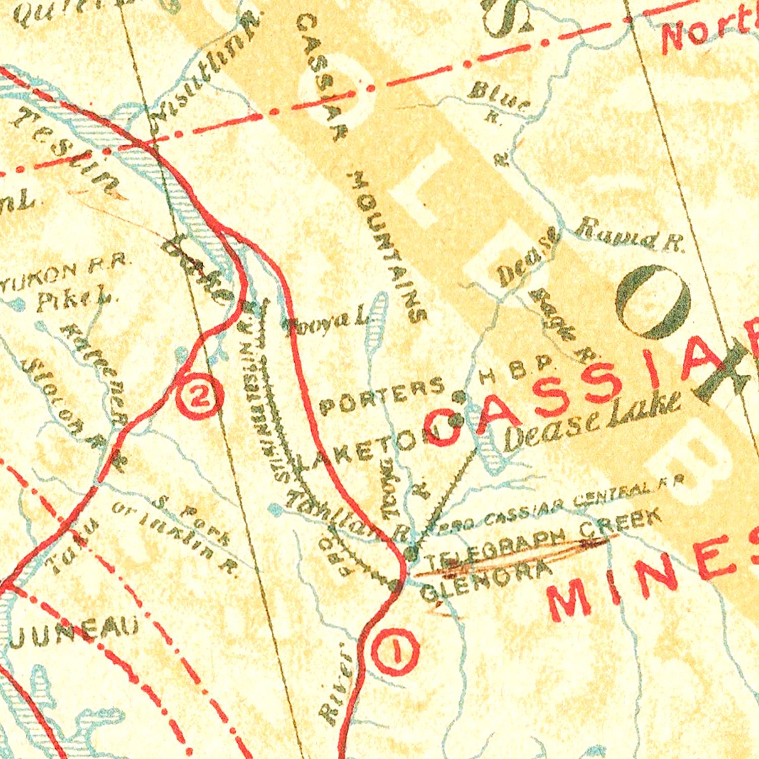 Vintage Map of Klondyke, Cassiar & Cariboo Gold Fields 1898