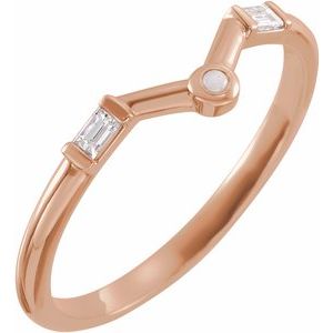 14K Rose Gold Natural White Opal & .08 CTW Natural Diamond V Ring