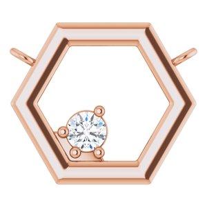 14K Rose Gold .06 CT Natural Diamond Honeycomb Necklace Center