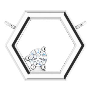 14K White Gold .06 CT Natural Diamond Honeycomb Necklace Center