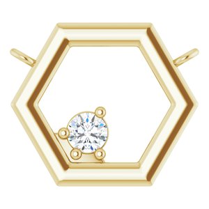 14K Yellow Gold .06 CT Natural Diamond Honeycomb Necklace Center