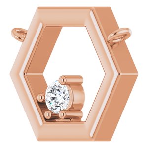 14K Rose Gold .06 CT Natural Diamond Honeycomb Necklace Center