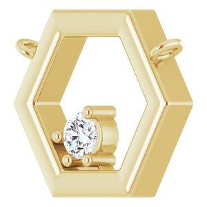 14K Yellow Gold .06 CT Natural Diamond Honeycomb Necklace Center