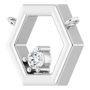 14K White Gold .06 CT Natural Diamond Honeycomb Necklace Center