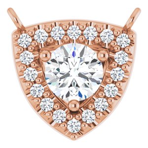 14K Rose Gold 4.1 mm Round 1/6 CTW Natural Diamond Necklace Center