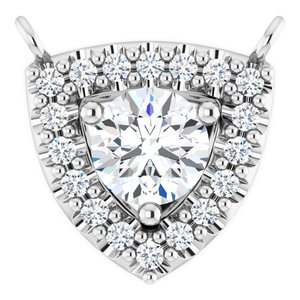 14K White Gold 4.1 mm Round 1/6 CTW Natural Diamond Necklace Center
