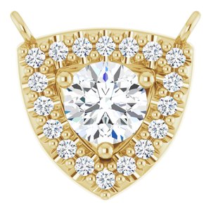 14K Yellow Gold 4.1 mm Round 1/6 CTW Natural Diamond Necklace Center