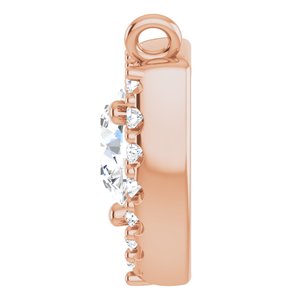 14K Rose Gold 4.1 mm Round 1/6 CTW Natural Diamond Necklace Center